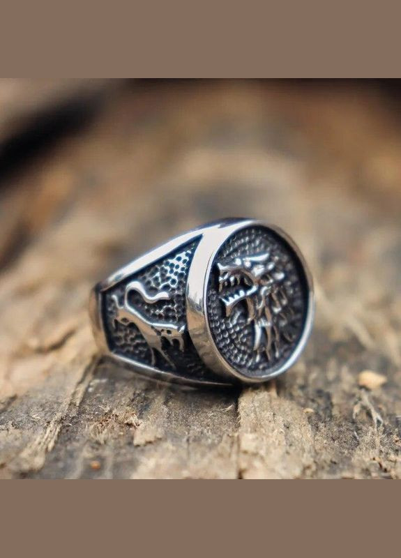 Чоловічий перстень у вигляді вовка Сила Свободи каблучка з нержавіючої сталі вовк р. 22 Fashion Jewelry (285110684)