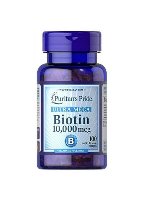 Біотин Puritan's Pride Biotin 10000 mcg Ultra Mega 100softgels Puritans Pride (294222923)