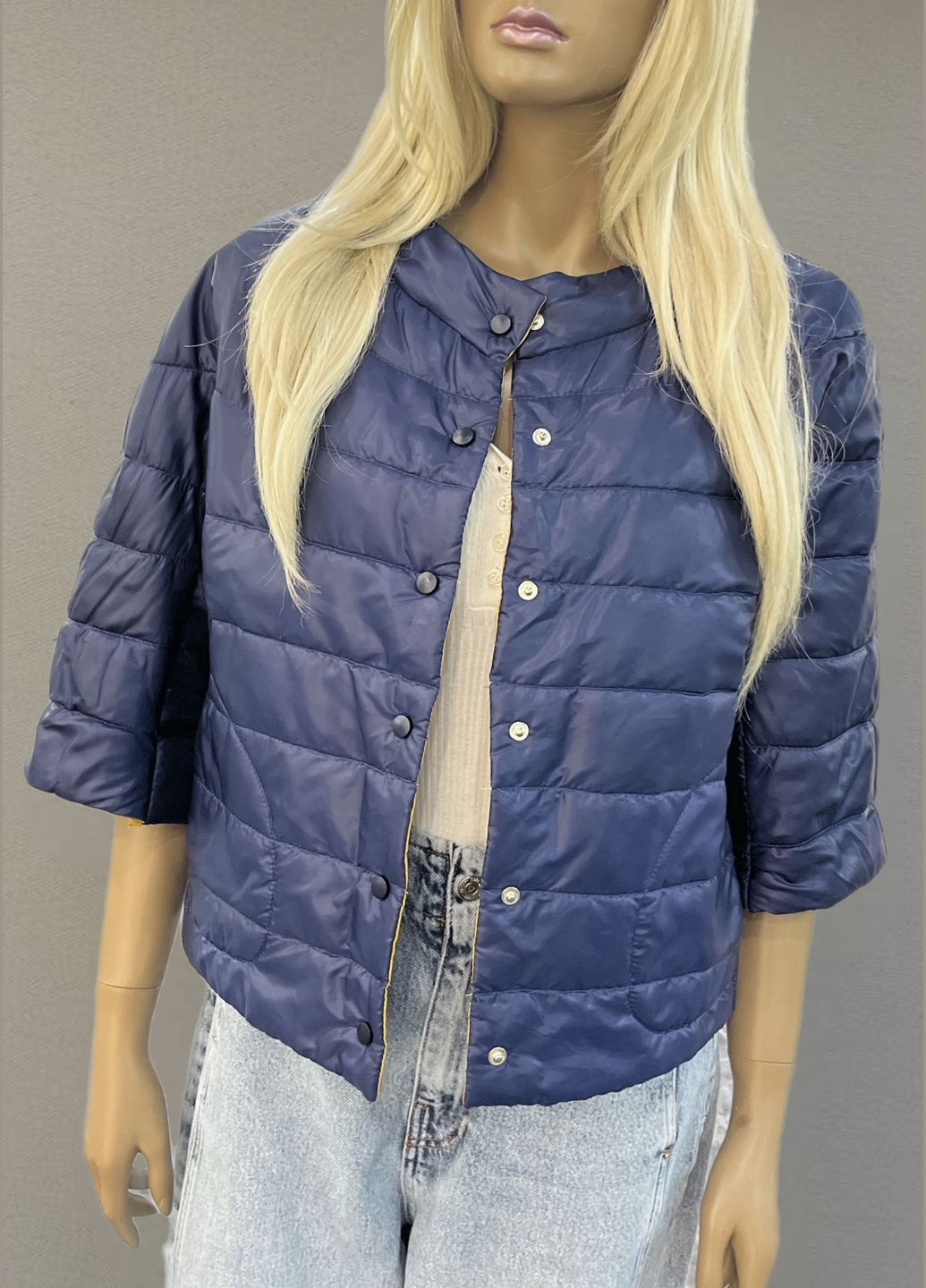 Синяя демисезонная трендовая легкая куртка демисезонная QUARTETTO