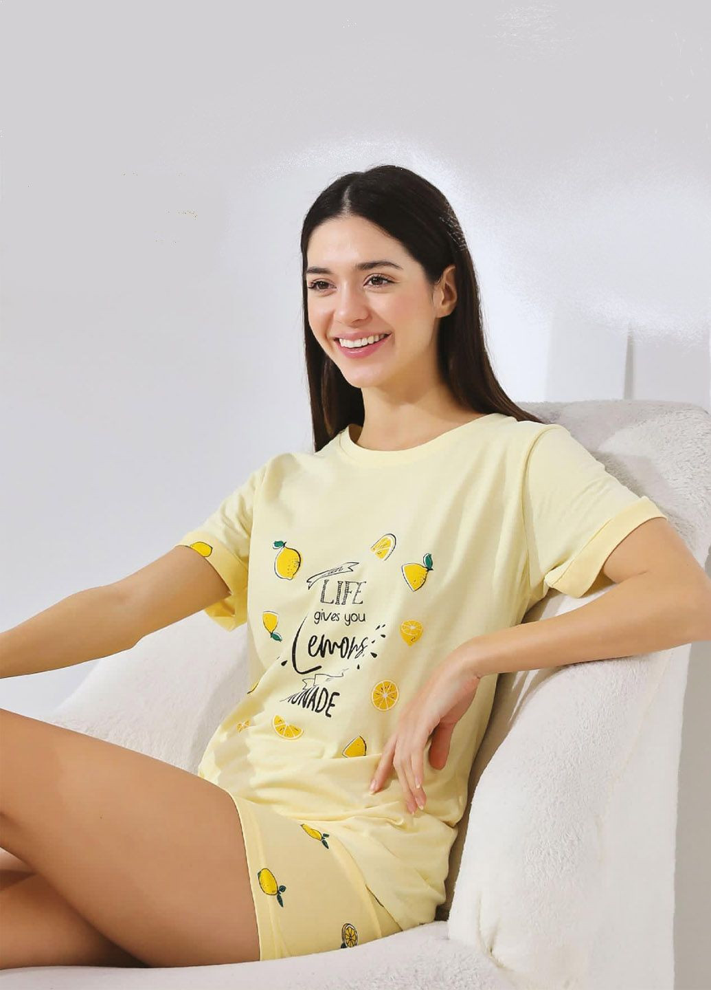 Желтая пижама домашний костюм шорты футболка футболка + шорты Mira
