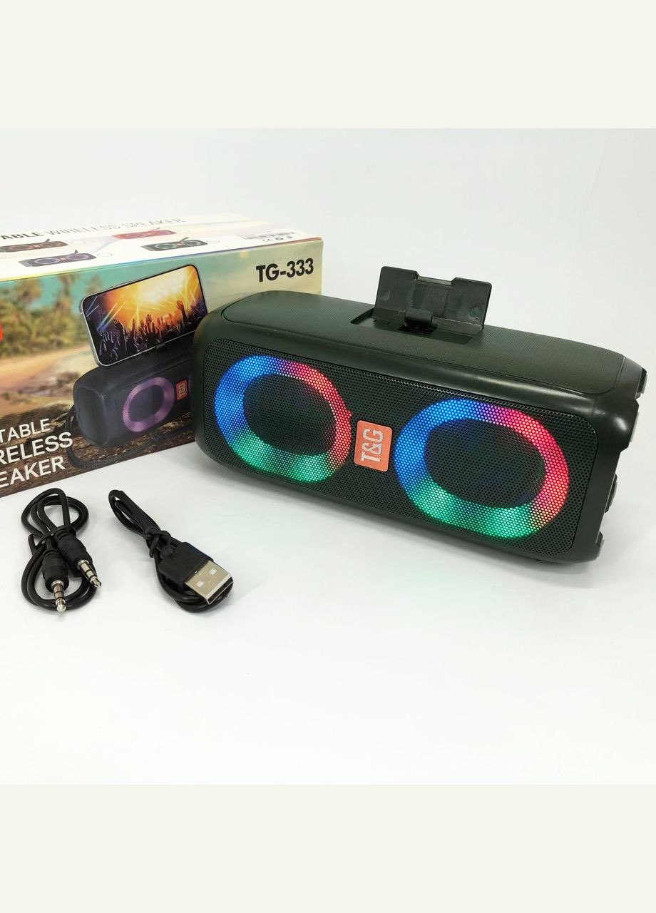 Портативная колонка TG333 2x5W с подсветкой RGB, аккумуляторная колонка для музыки. Цвет: зеленый No Brand (365751955)