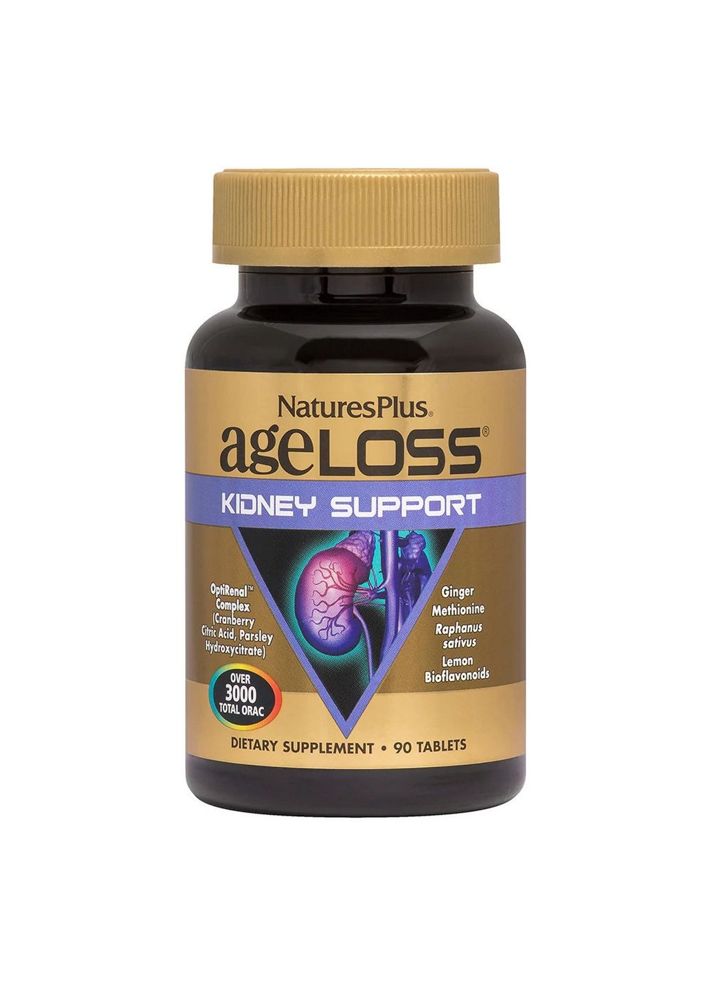 Натуральна добавка AgeLoss Kidney Support, 90 капсул Natures Plus (293339000)