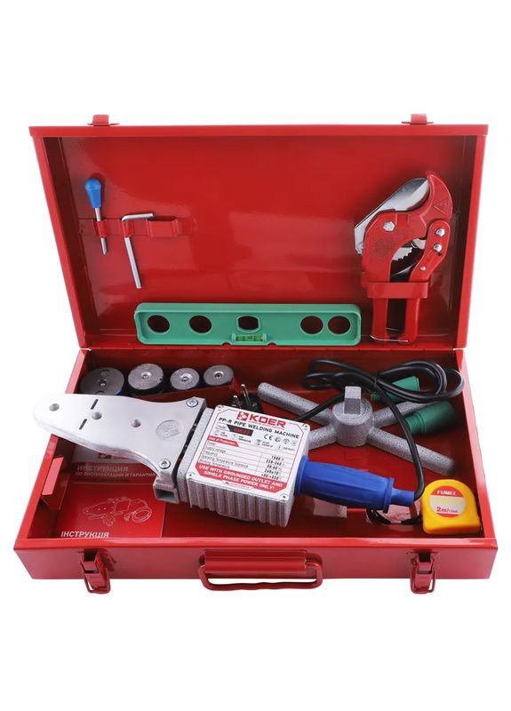 Набір для паяння PPR труби KW.SET-03 (1500Вт,4 насад., ножици, рулетка, 2 заглушки, рівень) (KA0003) KOER (321214059)