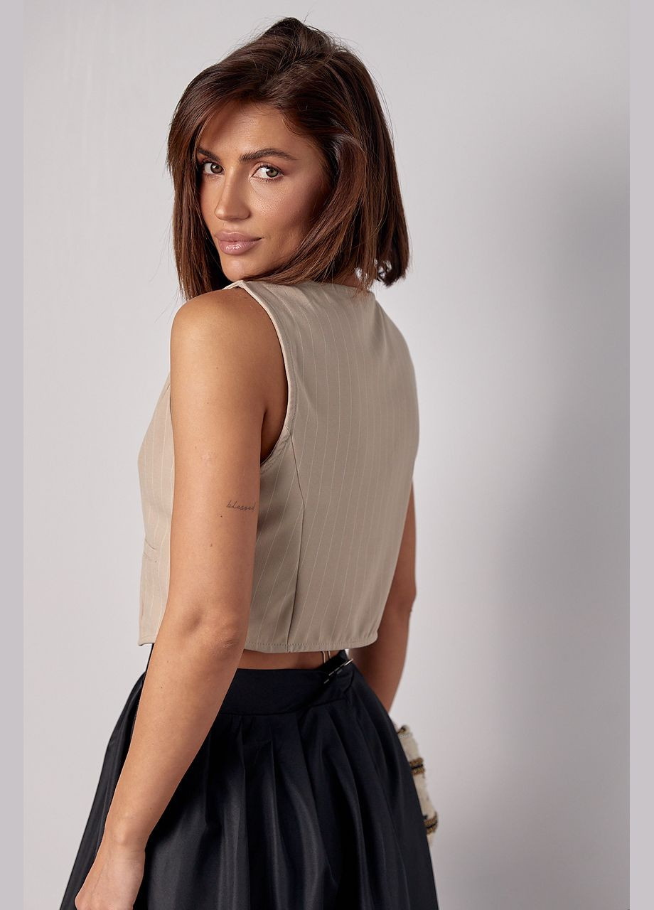 Короткий женский жилет в полоску на пуговицах Lurex (297682532)