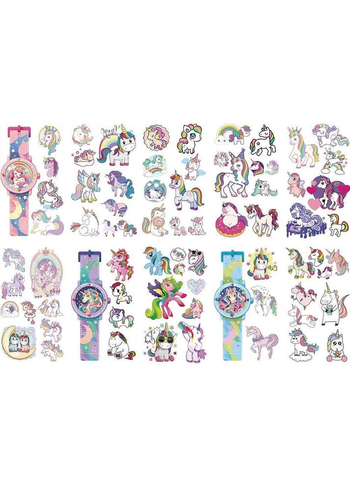 Набор временных перебивных детских тату наклеек единорог 10 шт (NR0251_1) No Brand (327416728)