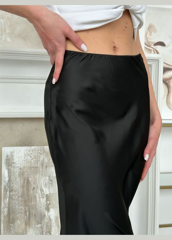 Черная коктейльный однотонная юбка ISSA PLUS