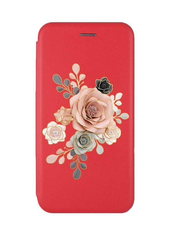 Чохол-книжка червоний з малюнком на Xiaomi Redmi Note 14 4G Троянди (принт 275) Creative (364688190)