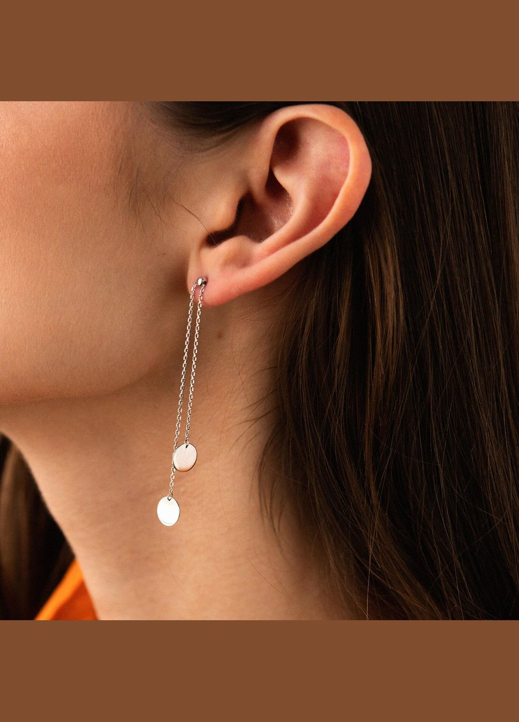 Срібні сережки Монетки на ланцюжку 902-01112 Oniks (271693867)