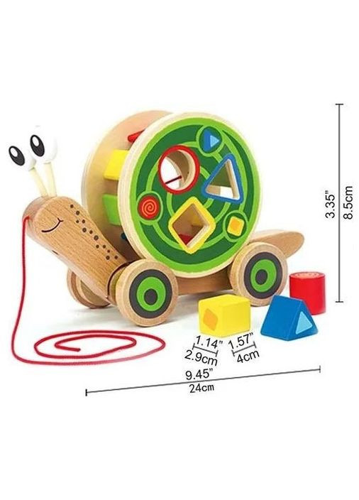 Деревянная каталка сортер Улитка E0349 развивающая деревянная игрушка для прогулок малышей Hape (297331035)