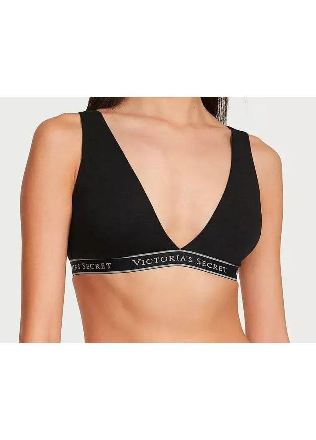Чёрный бралет cotton wireless lounge bra черный Victoria's Secret