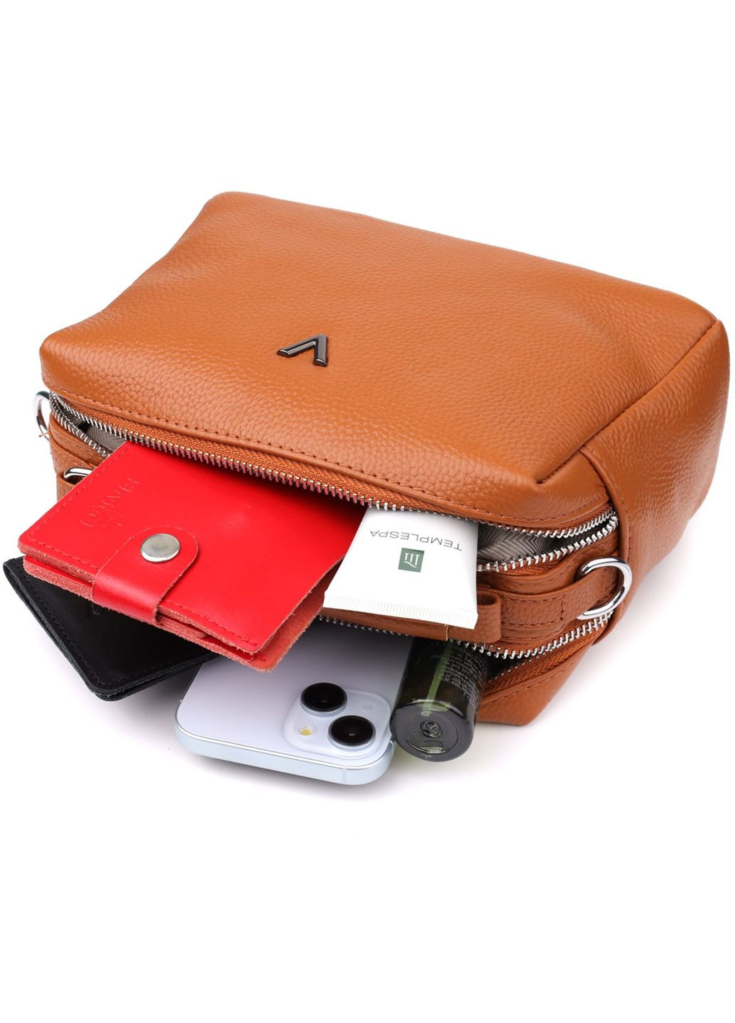 Сумка кросс-боди через плечо женская из натуральной кожи средняя Рыжий 38261 Vintage (355245180)