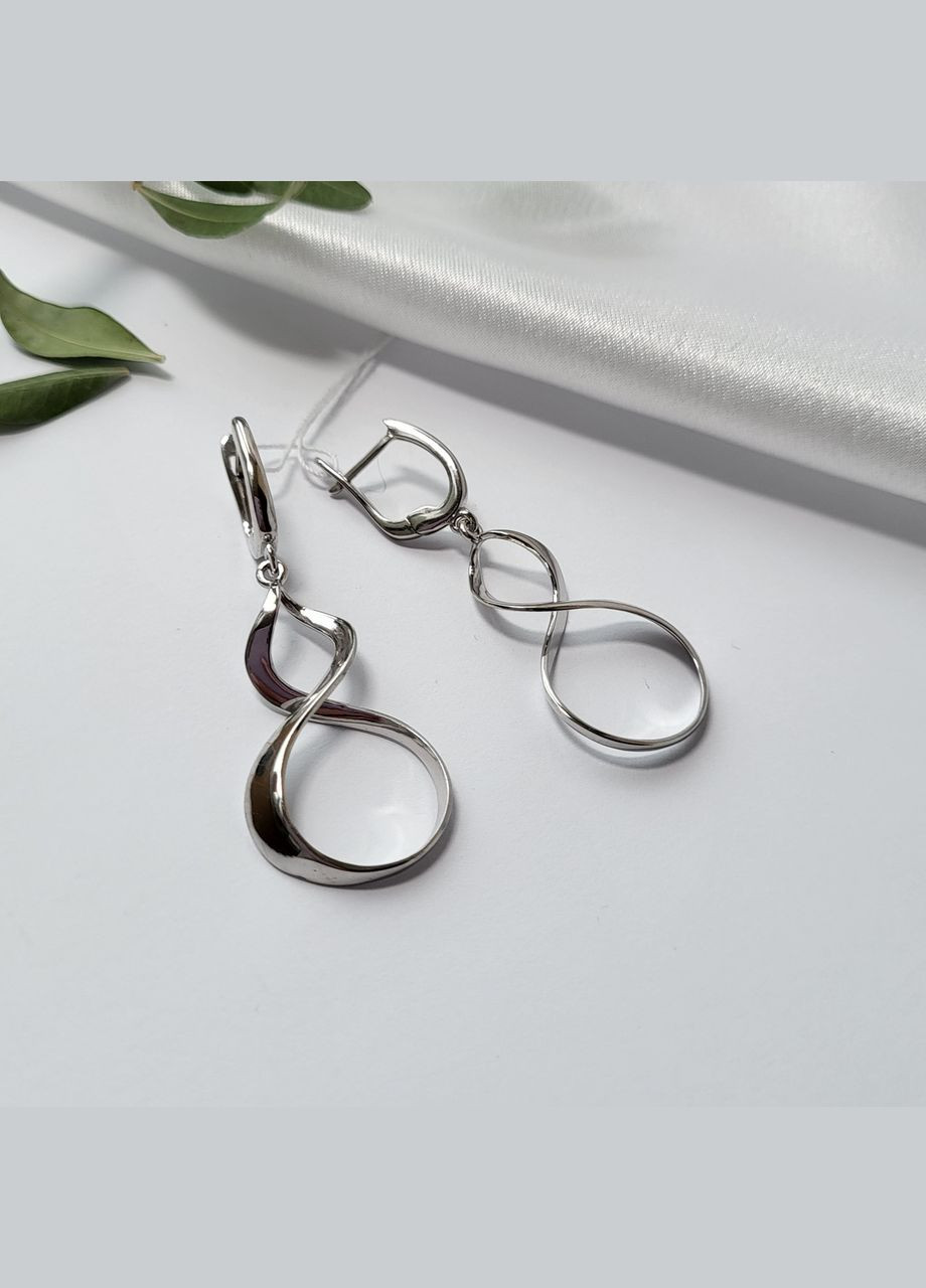 Срібні сережки Спіраль без каменів срібло 925 проби Родоване 1151с 5.62г No Brand (306743013)