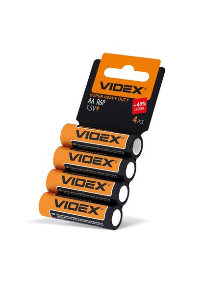 Батарейка сольова /AA 4шт SHRINK CARD (/AA 4pcs SC) Videx R6P (315831795)