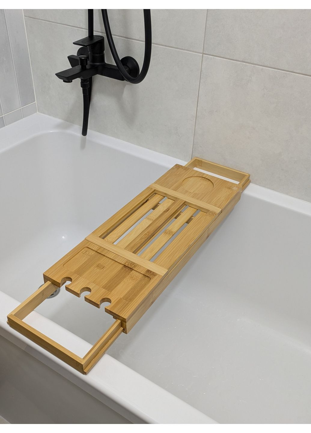 Полка для ванны раздвижная бамбуковая No Brand (362217113)