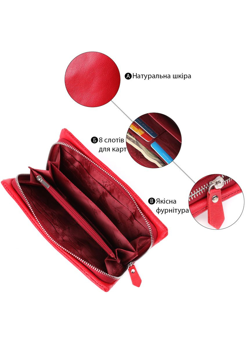 Практичний жіночий гаманець-клатч із натуральної шкіри 20х10,5х2см 21300 Червоний st leather (329196416)