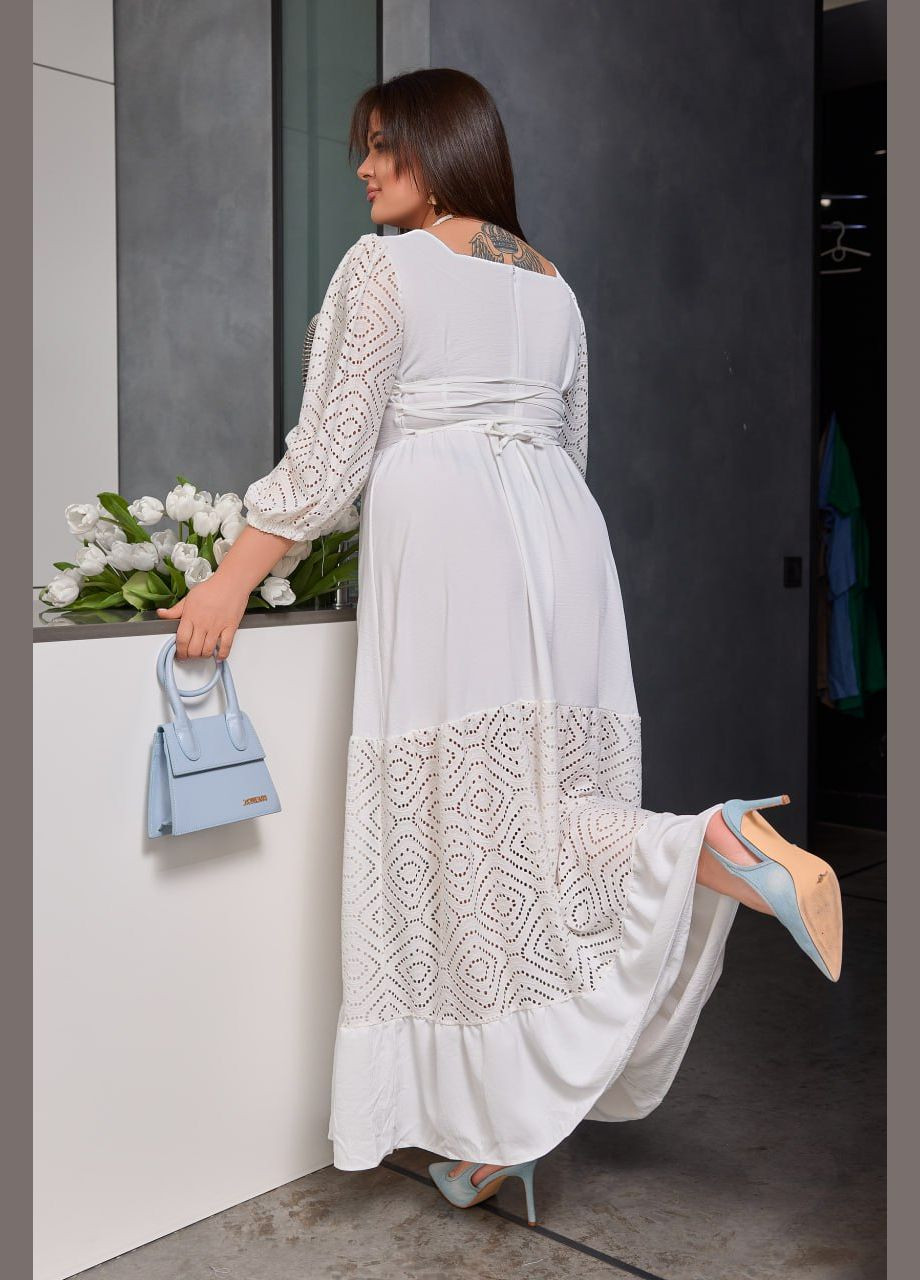 Молочна жіноча максі сукня колір молоко р.48/50 453719 New Trend
