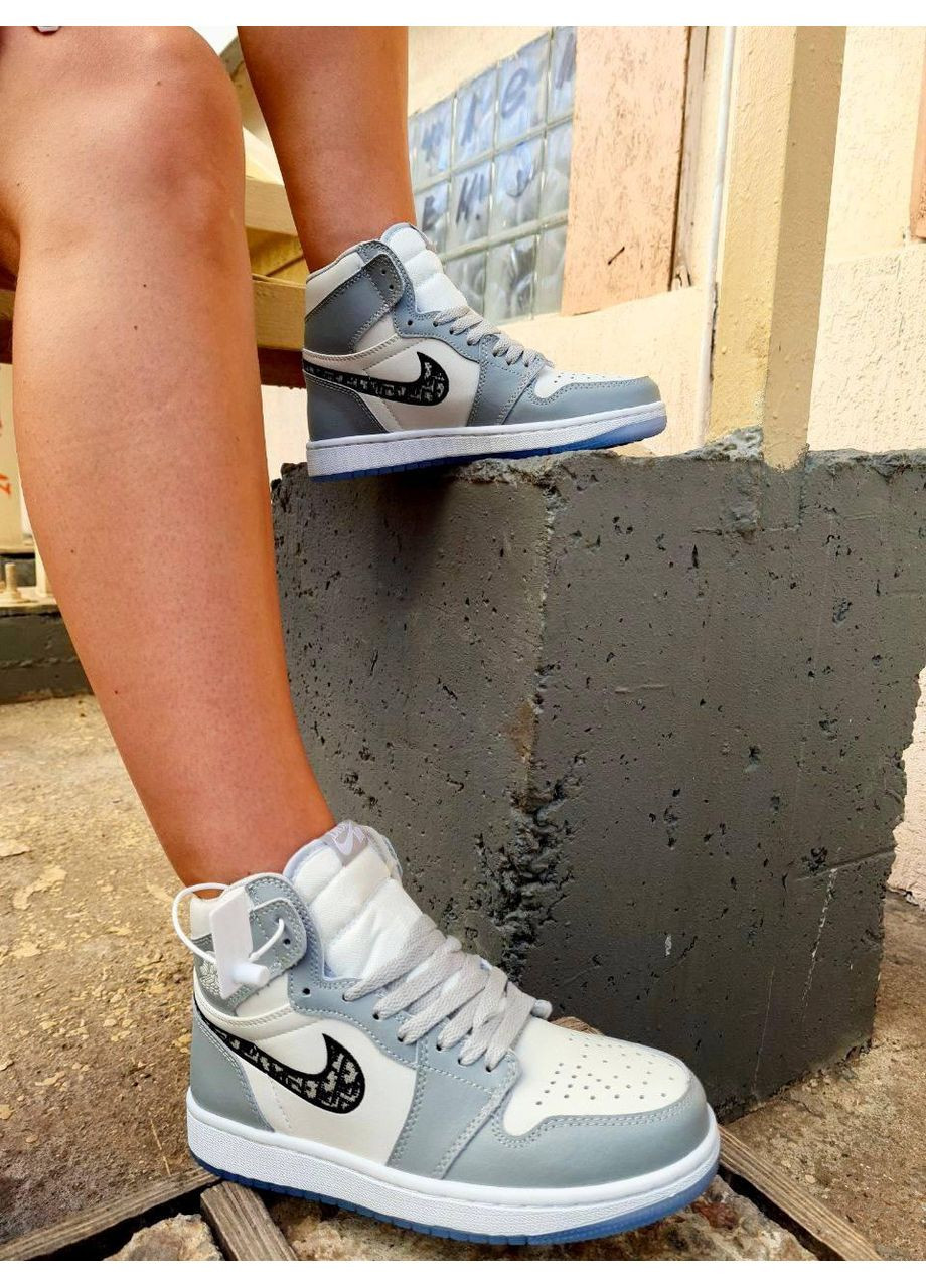 Білі Осінні кросівки чоловічі nike air jordan 1 retro x christian dior найк аір джордан No Brand