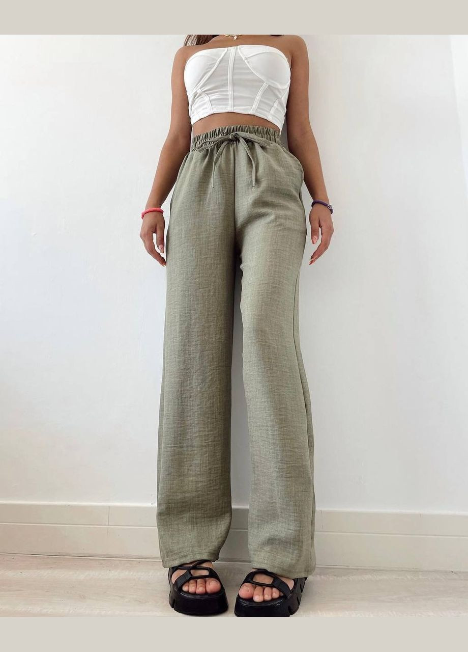 Женские оливковые брюки No Brand (343277117)