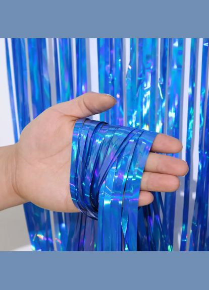 Дождик на новый год с голограммой 2 м на 1 м синий Jannet Дощик (316384013)