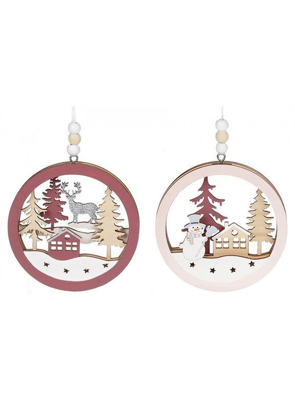 Новогодняя деревянная подвеска В лесу, 10 см (стоимость за 1 шт) Home Decor (366871008)