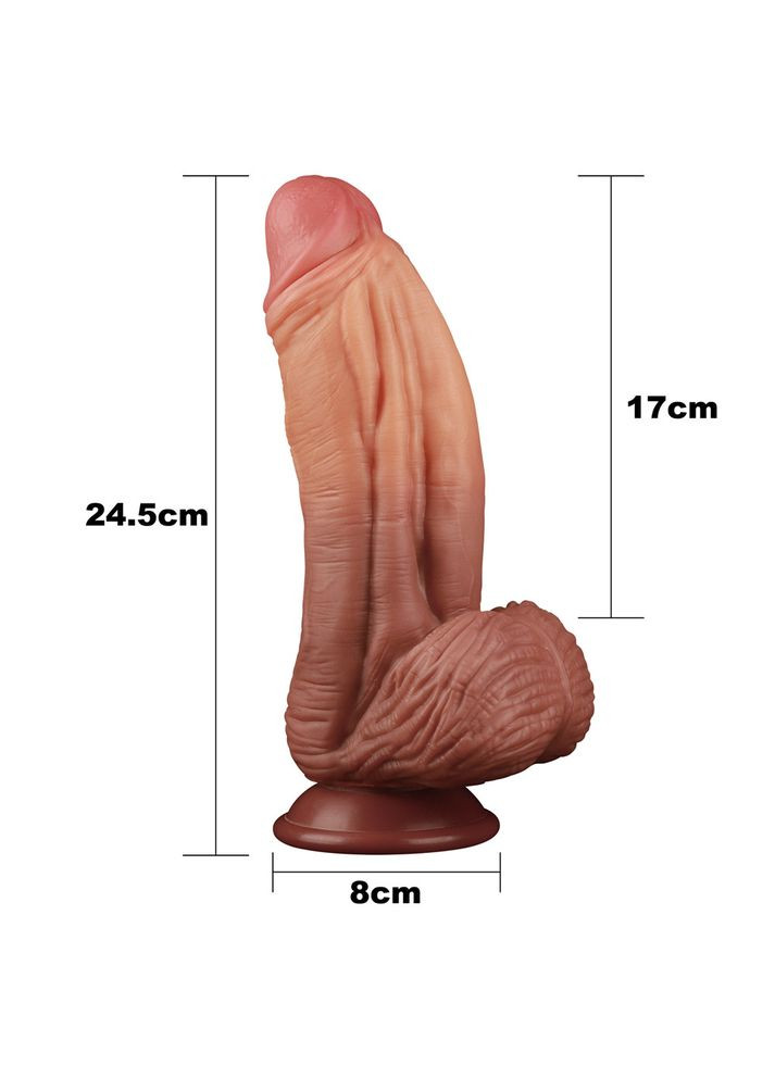 Фалоімітатор - Dual-Layered Silicone Cock 10" Brown - Реалістичні фалоімітатори і ділдо Lovetoy (322183839)