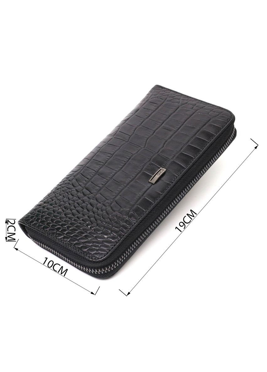 Вместительный женский кошелек из натуральной кожи с тиснением под крокодила 21980 Bond (329146489)