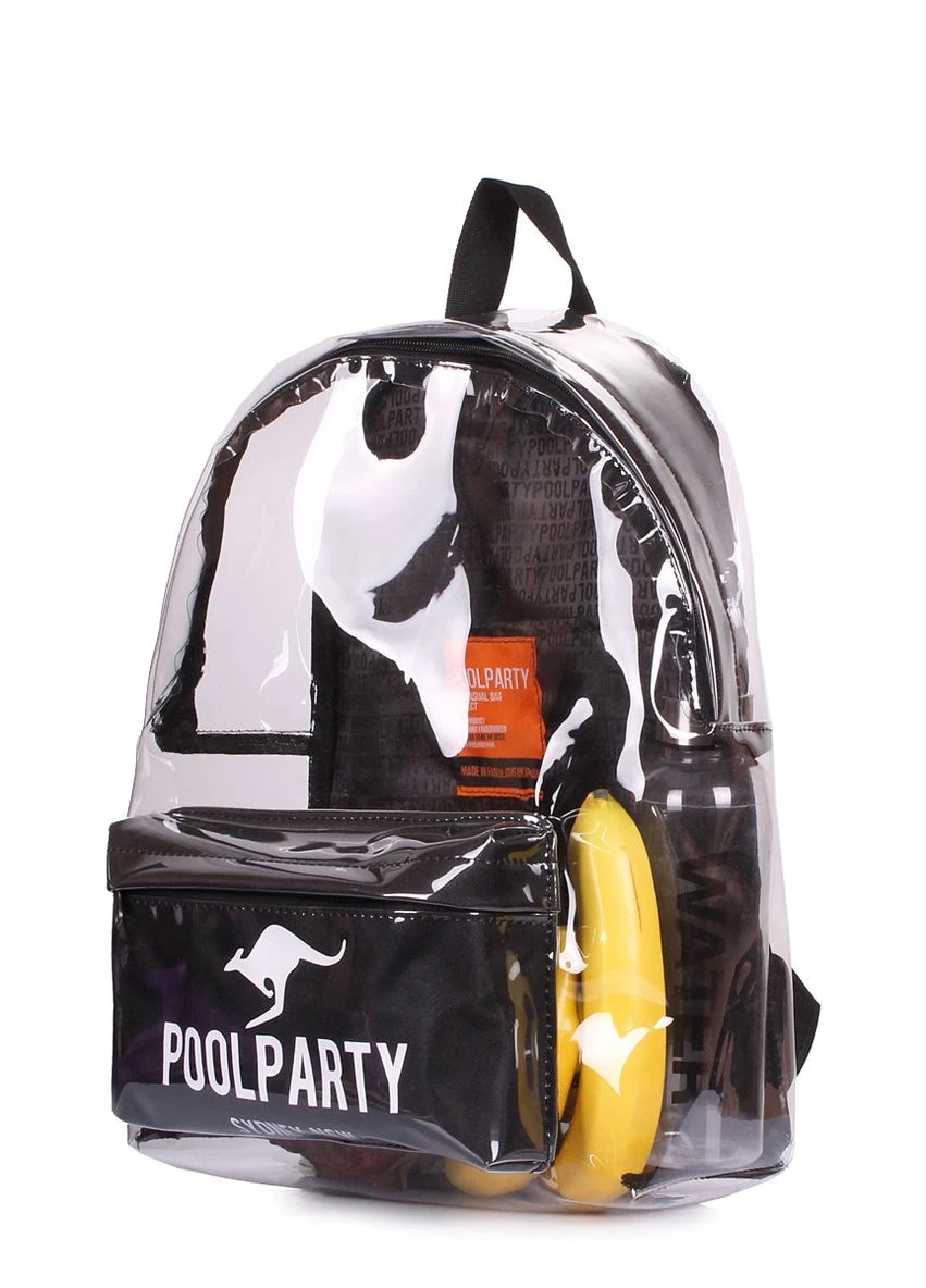 Прозрачный рюкзак Plastic черный PoolParty (374973395)
