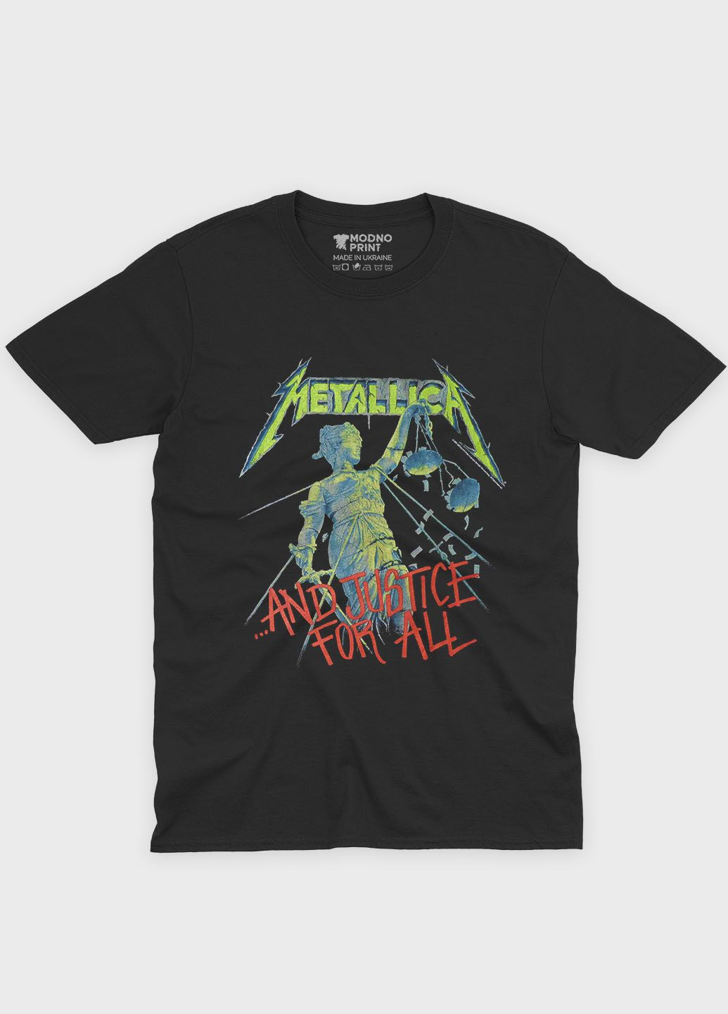 Черная мужская футболка с рок-принтом "metallica" (ts001-3-bl-004-2-205) Modno