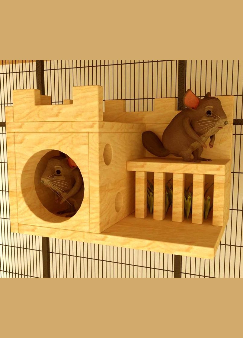 Домик для шиншиллы из дерева Лимерин карри (ДДШ-005103) No Brand (328605482)