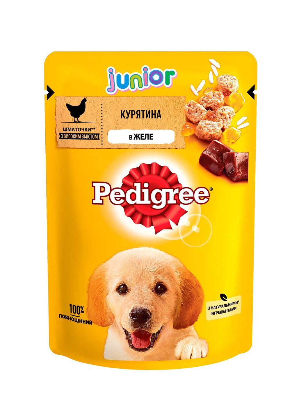 Вологий корм для цуценят курка в желе, 100 г Pedigree . (303701236)