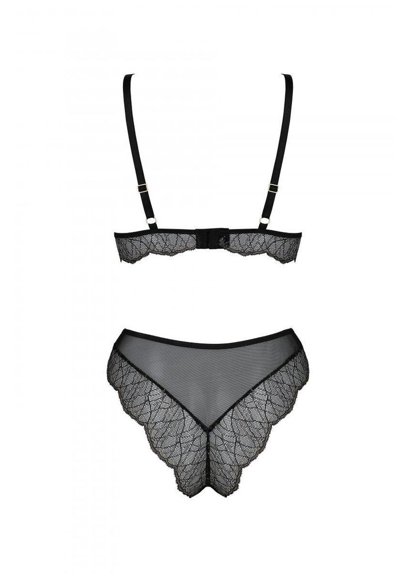 Комбинированный демисезонный комплект amberly set black, l/xl, браслет и трусики бразилиана Passion