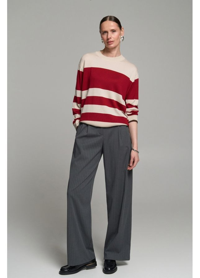 Комбинированный джемпер 2833 перламутр-бургунди Triko Bakh