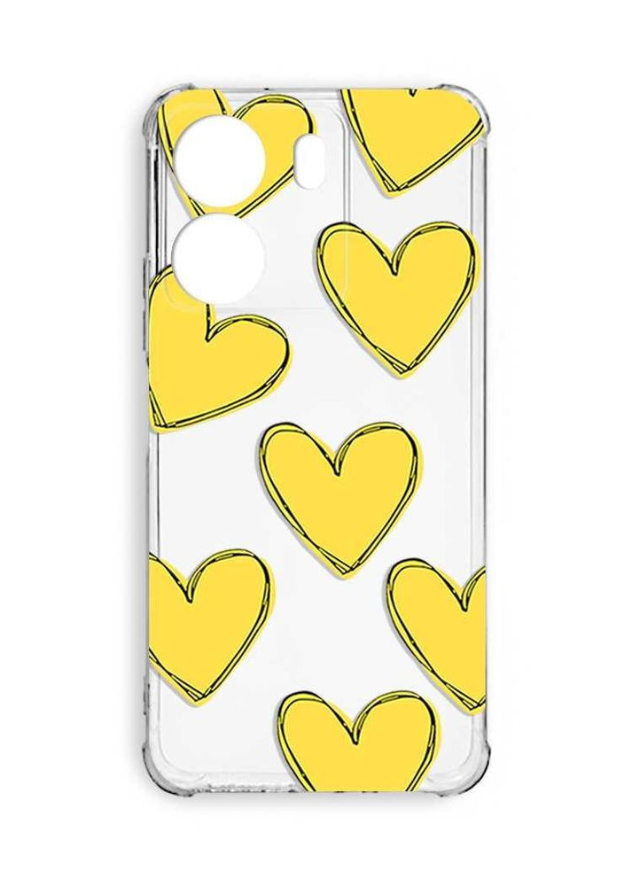 Чехол с утолщёнными углами на Xiaomi Redmi 13C:: Сердечка желтые (принт 259) Creative (355398535)