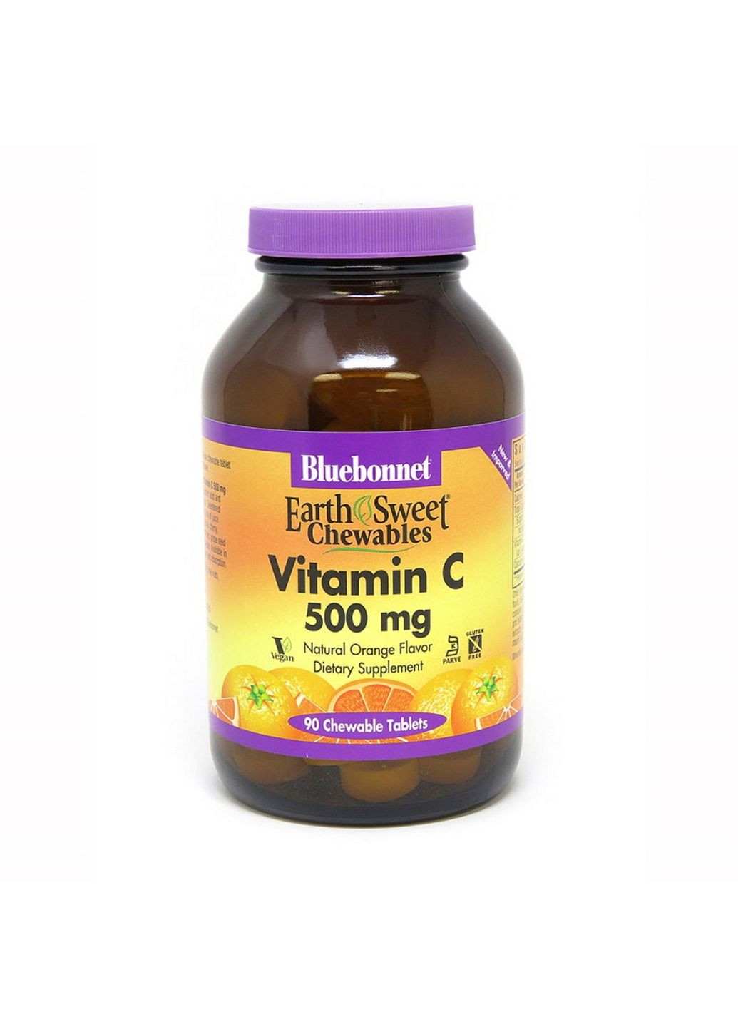 Витамины и минералы Earth Sweet Chewables Vitamin C 500 mg, 90 жевательных таблеток Bluebonnet Nutrition (293340159)