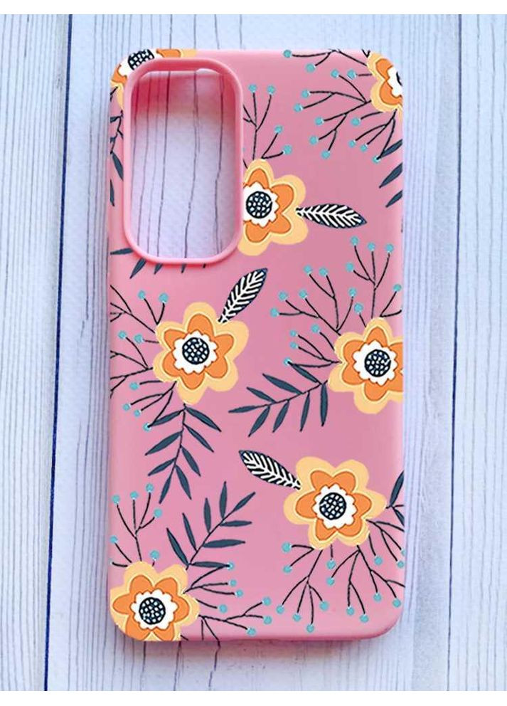 Матовий рожевий чохол на Samsung Galaxy A35 (A356) Квіти помаранчеві (принт 268) Creative (355401023)
