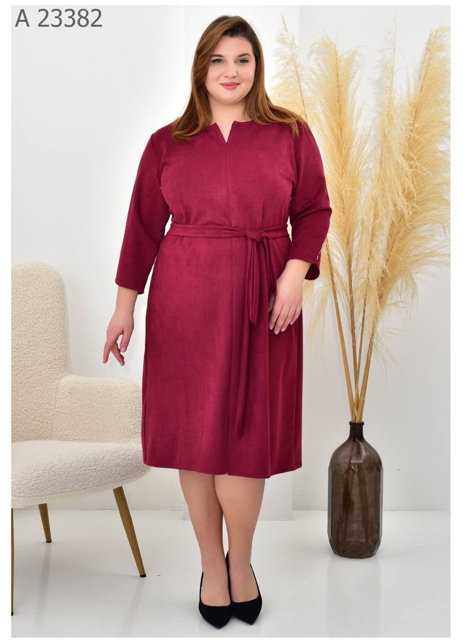 Бордовое повседневный платье женское большого размера SK однотонное