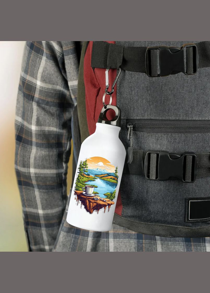 Фляга (пляшка) для води з карабіном Туристична, Для кемпінгу #040 500 мл Білий No Brand (323639877)