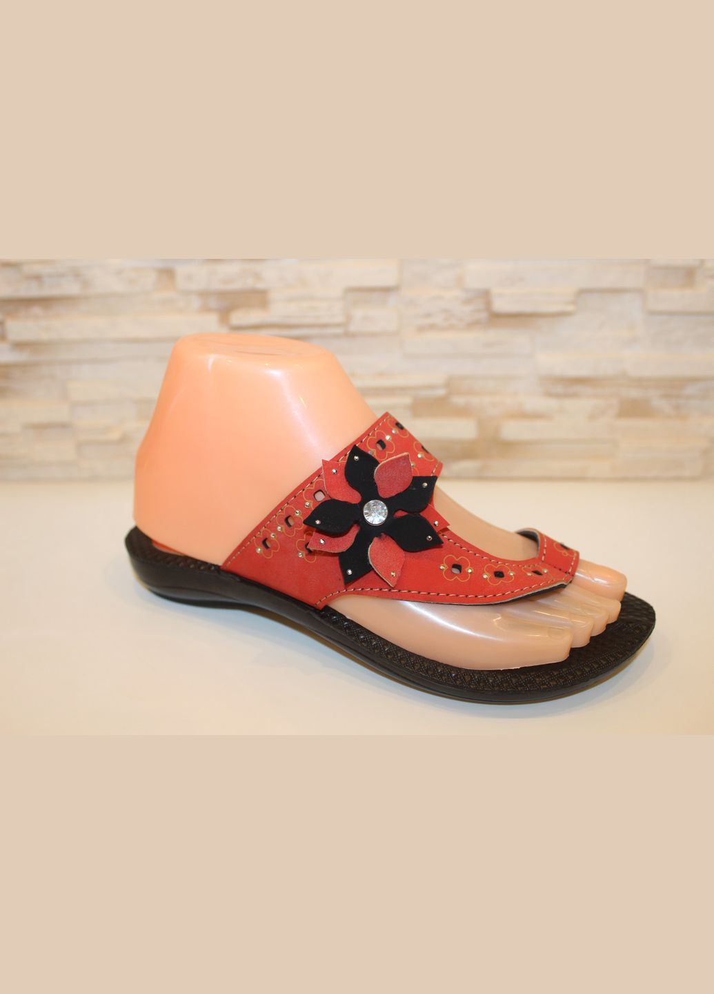 Коралловые домашние, повседневные, пляжные, кэжуал вьетнамки женские коралловые No Brand со стразами, с цветами, без декора