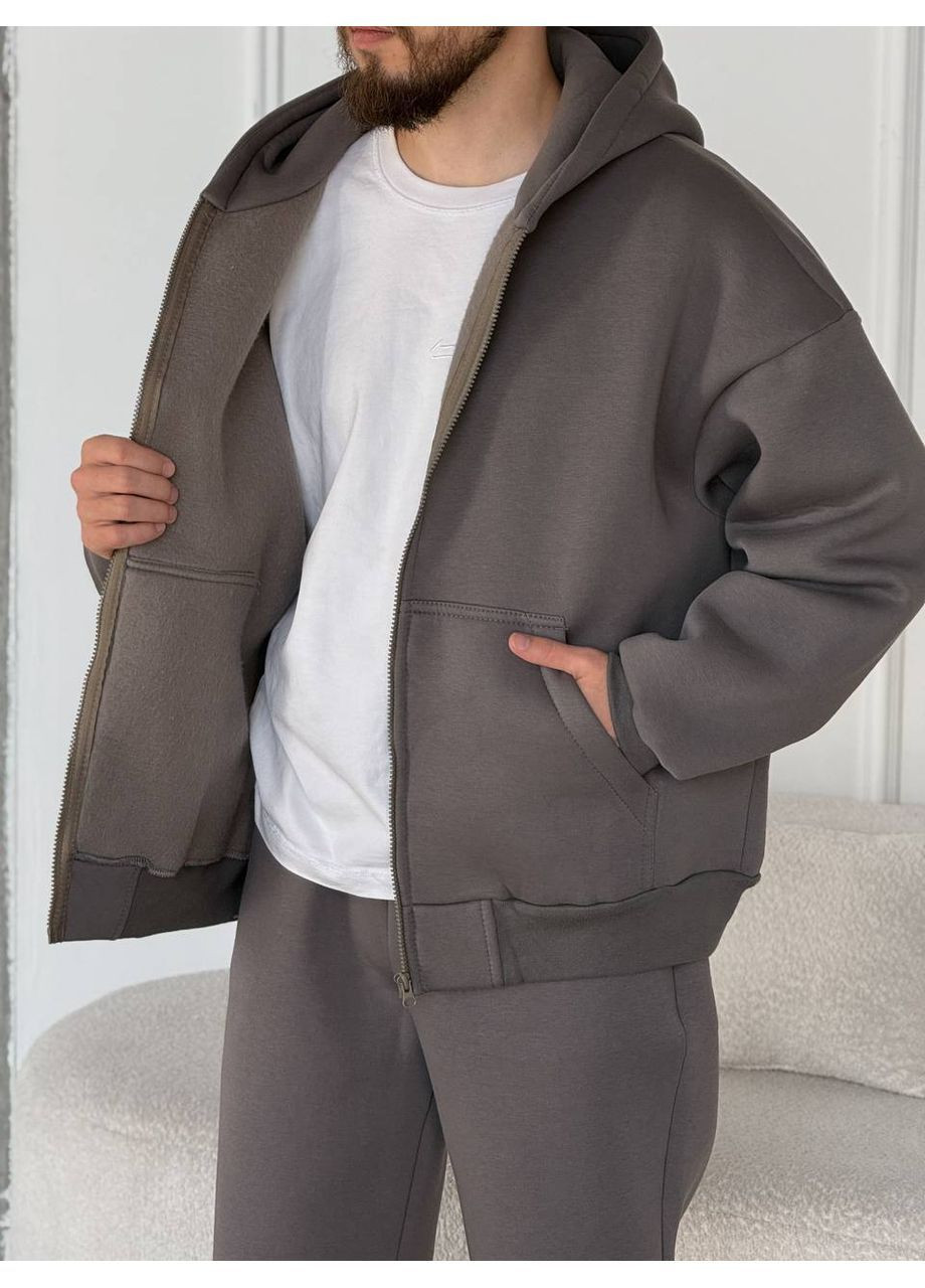 Серый демисезонный костюм ❄️мужская тринитка петля на флисе турция брюки и кофта Україна