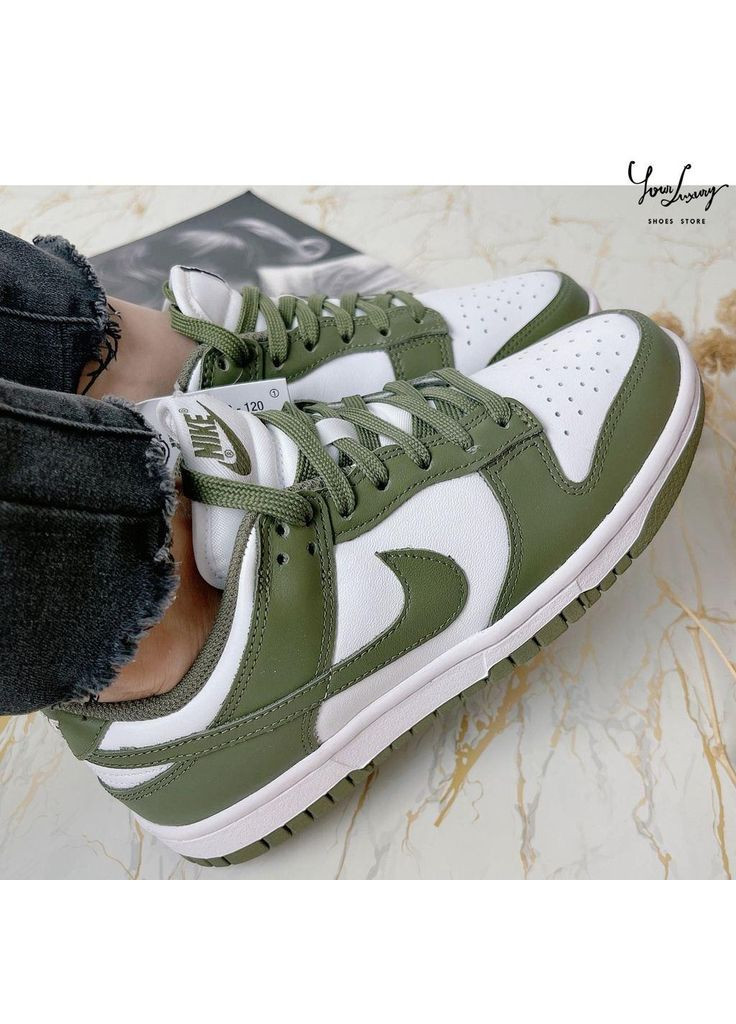 КРОССОВКИ ЖЕНСКИЕ NIKE DUNK LOW MEDIUM OLIVE НАЙК СБ ДАНК No Brand белые демисезоны (367168927)