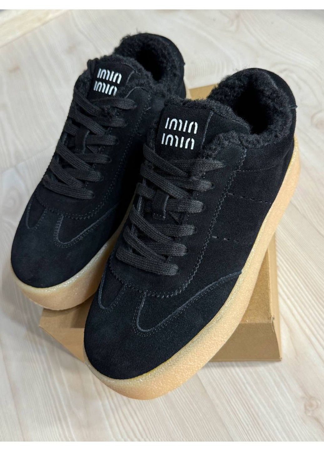 Черные кеды женские 633-1 утепленные замшевые на меху черные Hengji