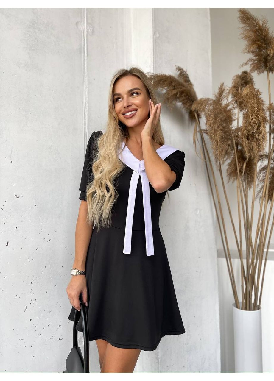 Черное вечернее женское платье в стиле baby doll с пышной юбкой Україна однотонное