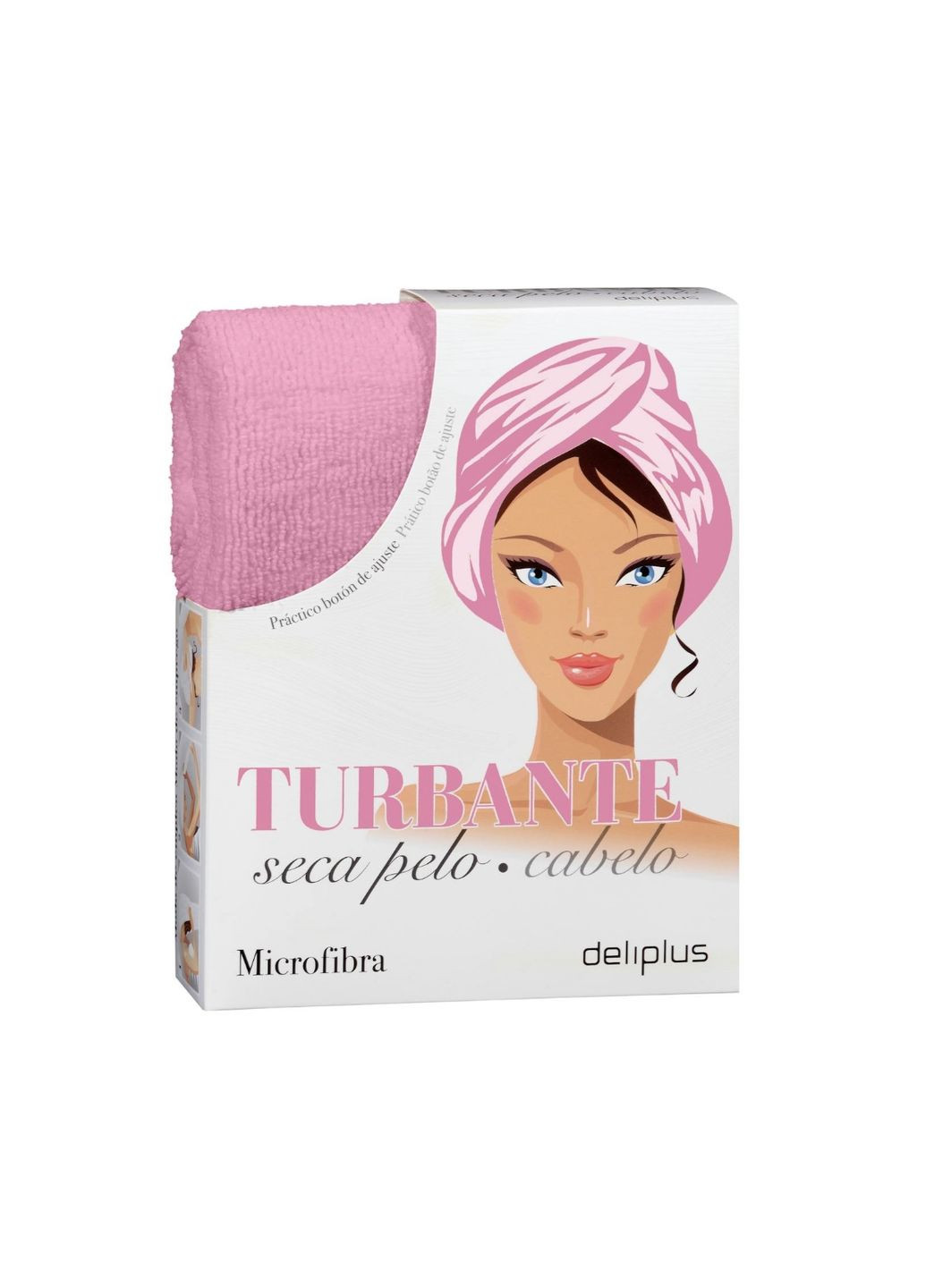 Deliplus рушник тюрбан для сушки волосся однотонний рожевий виробництво - Іспанія