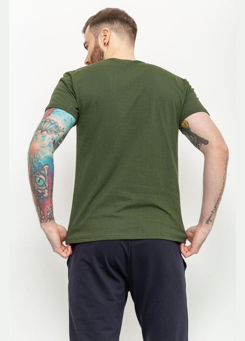 Хаки (оливковая) мужская футболка с тризубом, цвет светло-серый, Ager