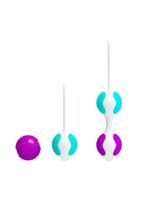 Вагинальные шарики Kegel Ball набор 3 вида, фиолетово-бирюзовый Pretty Love (383076803)