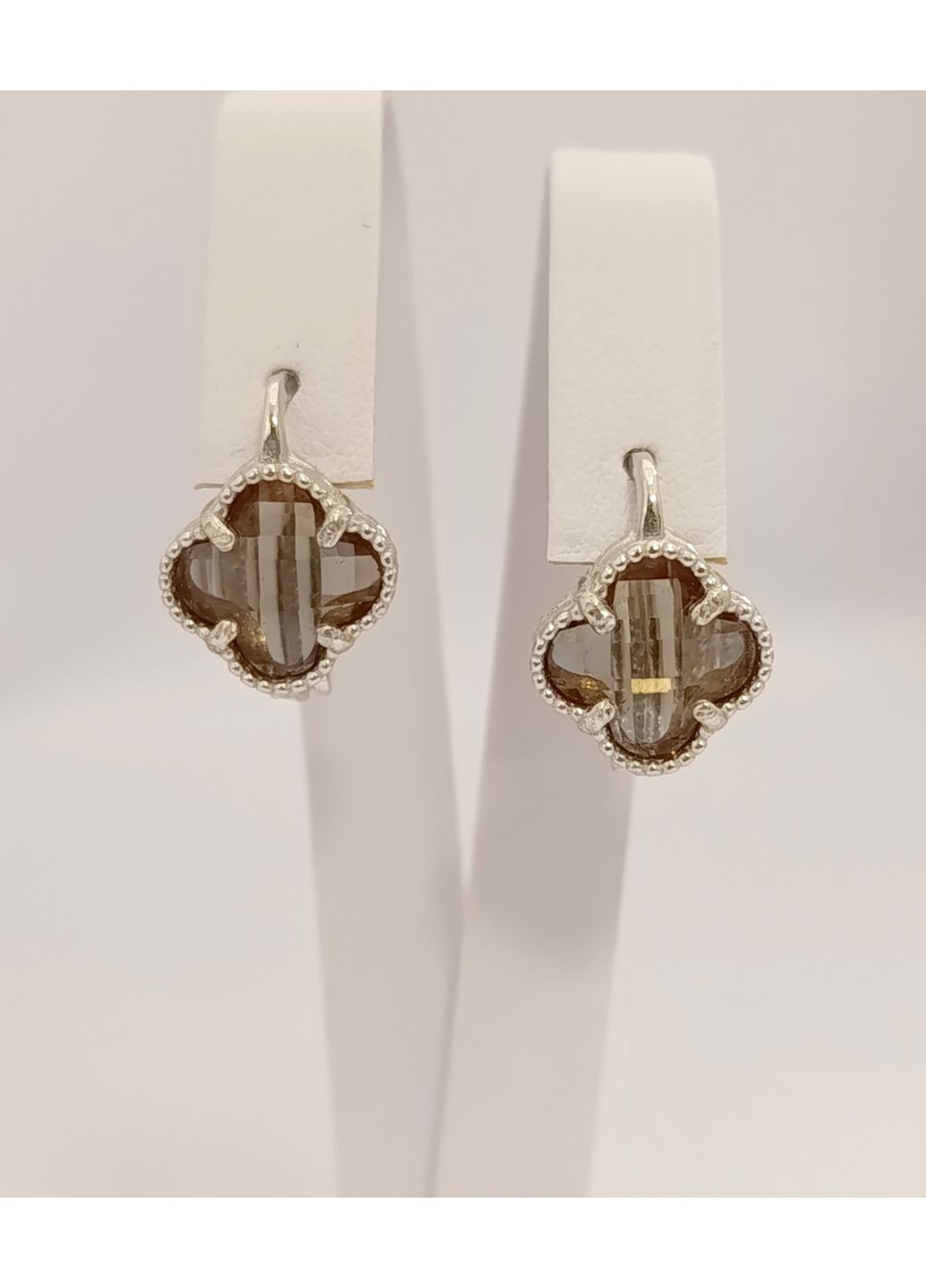 Серебряные серьги с султанитом "Клевер" СКЛВ/с-слт Shatlen Сережки (356180753)