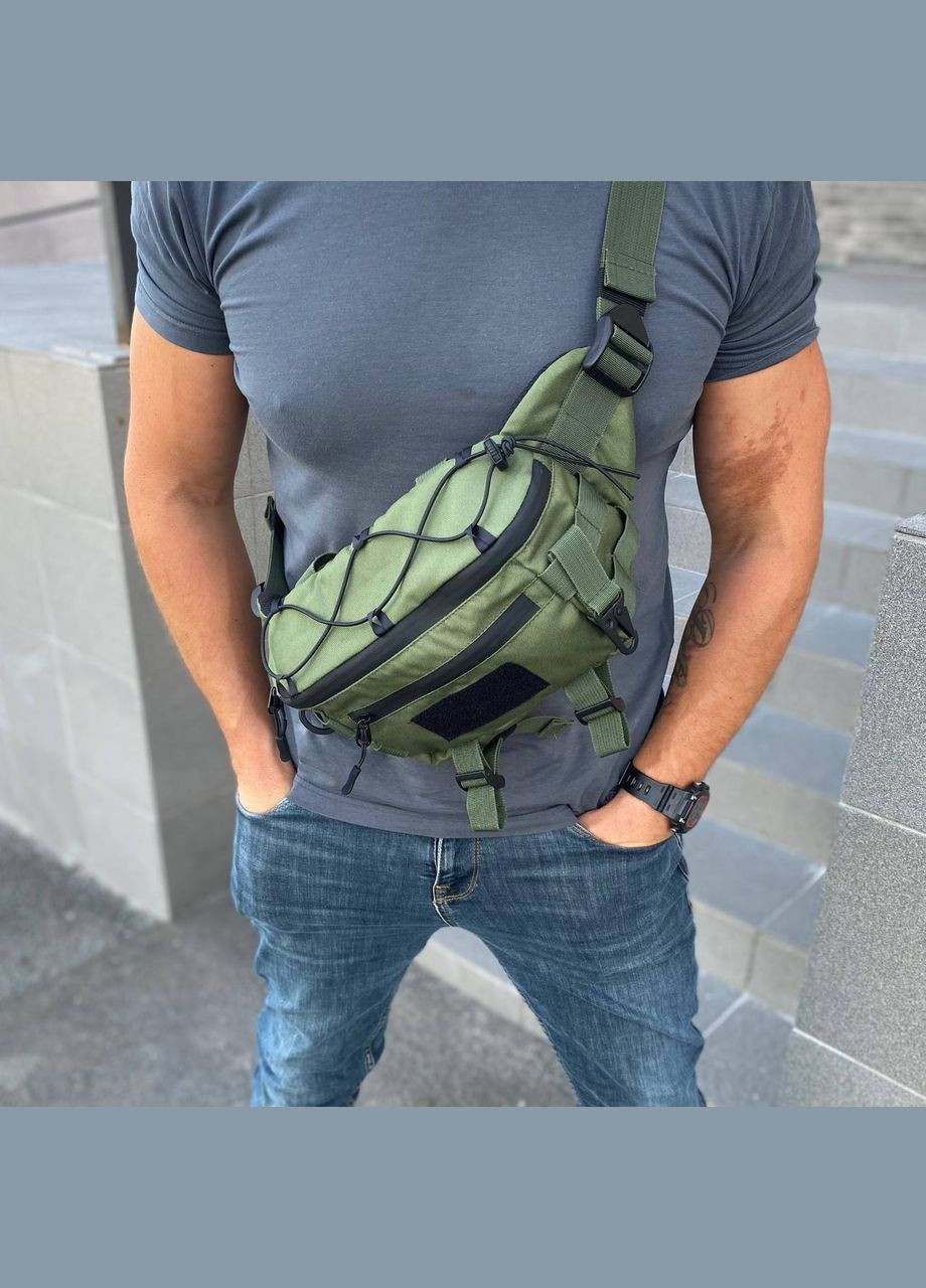 Тактична сумка на пояс бананка через плече на пояс нагрудна TK MK зелений колір No Brand (300172280)