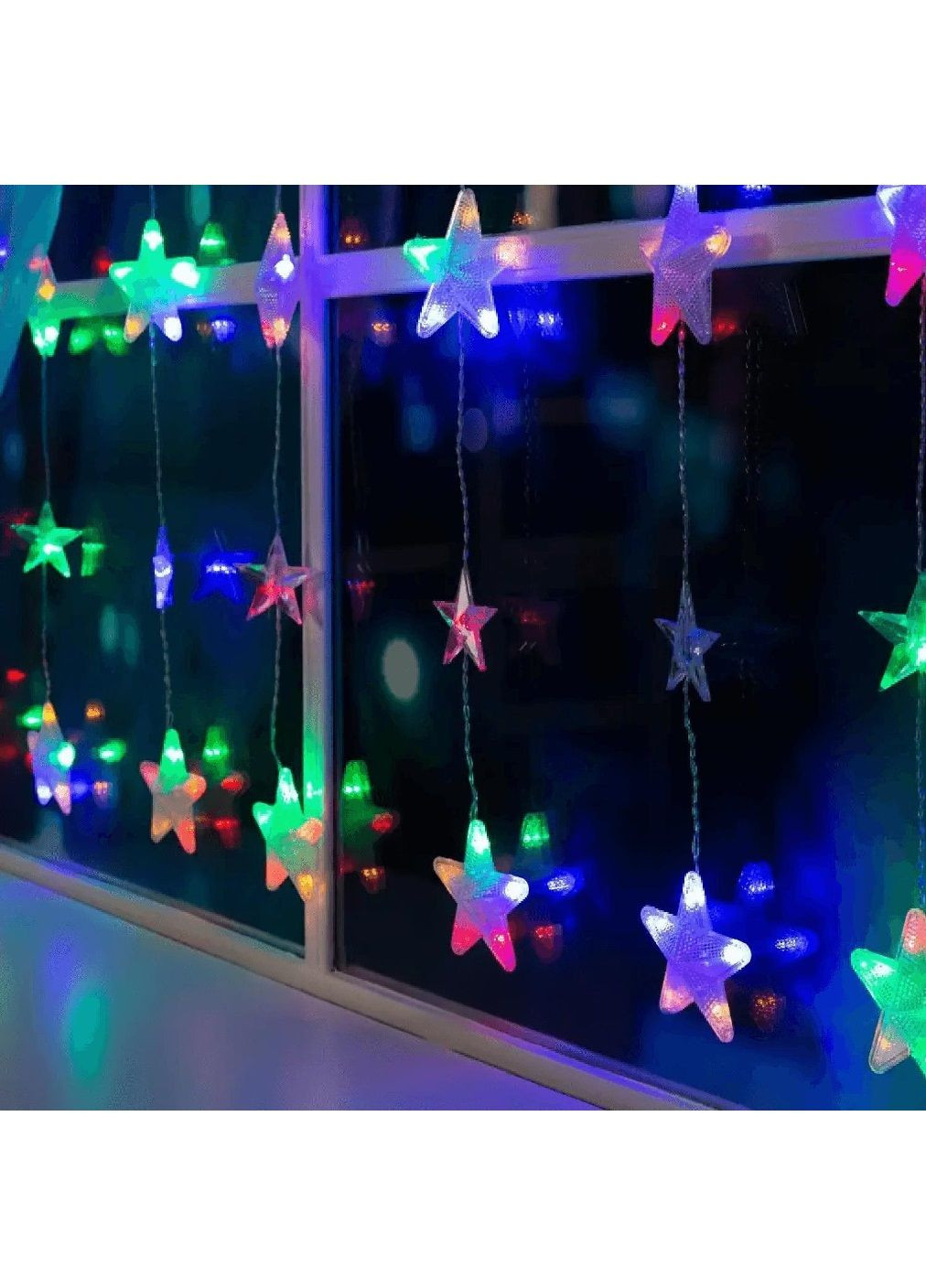 Світлодіодна кімнатна внутрішня гірлянда штора зорепад на вікно з роботою від мережі 3х1,8 м 120 LED (478697-Prob) Мультиколор Unbranded (308796851)