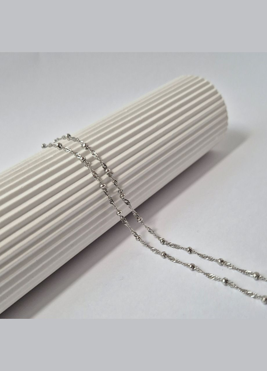 Срібна цепочка кольє Сінгапур із Кульками см срібло 925 проби родоване 193р2/45 4.00г No Brand (322504314)