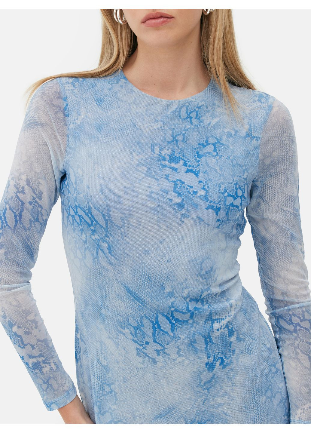 Голубое платье демисезон,голубой в узоры, Primark